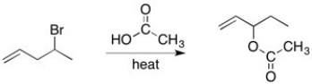 Propose a mechanism with a hydride shift for the solvolysis reaction below.  