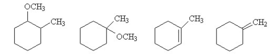 When (cis) -1-bromo-2 methylcyclohexane is treated with methanol and heat, four different products are formed - two by substitution and two by elimination.   Which of the following conditions would change the outcome of this reaction by promoting the production of 3-methylhexene as the major product?   A)  KOH, ethanol and heat B)  water/acetone and heat C)  tert-butoxide/tert-butyl alcohol D)  tert-butyl alcohol and heat E)  methoxide/methanol