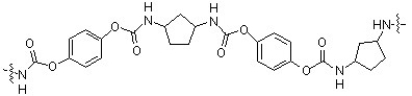 Provide the structure of each monomer unit used in the formation of the following polymer.  