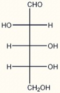 The structure of D-arabinose is shown below. Which of the following correctly describes the configurations of the asymmetric carbons in D-arabinose?   A)  2S, 3R, 4R B)  2R, 3S, 4S C)  2S, 3R, 4S D)  2R, 3S, 4R E)  2S, 3S, 4R