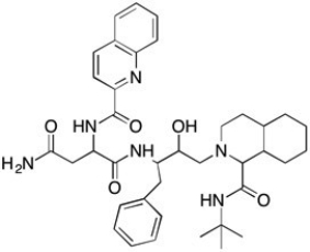 Use the following structure for the two questions below. Saquinavir Structure   -Which of the following functional groups is not present in the HIV protease inhibitor drug called Saquinavir? A)  alcohol B)  amide C)  aromatic D)  amine E)  ketone