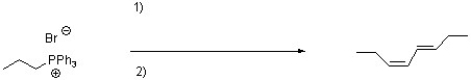 Show how the following reaction may be accomplished by filling in the correct reagents.  