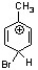 Which of the following is an intermediate in the bromination of toluene? A)    B)    C)    D)   