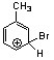 Which of the following is an intermediate in the bromination of toluene? A)    B)    C)    D)   