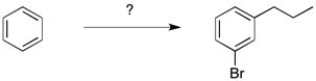 Which series of reagents would be required to perform the following synthesis?   A)  1. ClCH<sub>2</sub>CH<sub>2</sub>CH<sub>3</sub>, AlCl<sub>3</sub> 2. FeBr<sub>3</sub>, Br<sub>2</sub> B)  1. ClCOCH<sub>2</sub>CH<sub>3</sub>, AlCl<sub>3</sub> 2. FeBr<sub>3</sub>, Br<sub>2</sub> C)  1. ClCOCH<sub>2</sub>CH<sub>3</sub>, AlCl<sub>3</sub> 2. FeBr<sub>3</sub>, Br<sub>2</sub> 3. Zn(Hg) , HCl D)  1. ClCOCH<sub>2</sub>CH<sub>3</sub>, AlCl<sub>3 </sub>2. Zn(Hg) , HCl 3. FeBr<sub>3</sub>, Br<sub>2</sub>