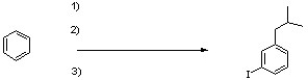 Show how the following product can be made from benzene.  