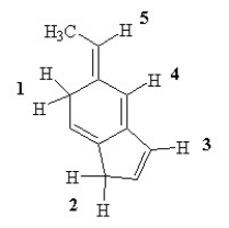 Which of the labeled H atoms (1 -5)  in the following molecule would be predicted to be the most acidic?   A)  1 B)  2 C)  3 D)  4 E)  5