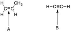 Which of the indicated bonds would be expected to have IR active frequencies?   A)  A only B)  B only C)  Both A and B D)  Neither A nor B