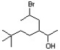 What is the correct IUPAC name of the compound below?   A)  3-(2-bromopropyl) -6,6-dimethylheptan-2-ol B)  5-bromo-3-(3,3-dimethylbutyl) hexan-2-ol C)  5-(2-bromopropyl) -2,2-dimethylheptan-6-ol D)  7-bromo-5-(1-hydroxyethyl) -2,2-dimethyloctane