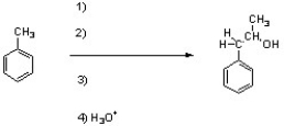 Complete the following synthesis by providing the necessary sequence of reactants.  