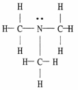 The Lewis structure of trimethylamine is shown below. Draw the condensed structural formula which corresponds to this Lewis structure.  