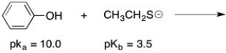 Complete the following acid/base reaction and use pKa or pKb values to predict whether the equilibrium will favor the reactants or products:  