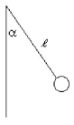 FIGURE 6-14   -A 20.0-gram mass is attached to a 120 cm-long string as shown in Figure 6-14. The tension in the string is measured to be 0.200 N. What is the angle α? A)  11.2° B)  13.6° C)  18.7° D)  22.4° E)  24.6°