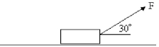 FIGURE 7-3   -An object of mass = 2 kg is pulled by a constant force F = 4 N for a horizontal distance of 2 m. (Refer to Figure 7-3.)  What is the work done along the +x-axis? Neglect friction. A)  9 J B)  8 J C)  5 J D)  7 J E)  2 J