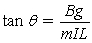 FIGURE 22-5 -A metal bar of mass m and length L is suspended from two conducting wires, as shown in the sketch in Figure 22-5. A uniform magnetic field points vertically downward. Choose the expression that best describes the condition satisfied by the angle θ that the suspending wires make with the vertical when the bar carries a current I. A) B) C) D) E)