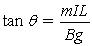FIGURE 22-5 -A metal bar of mass m and length L is suspended from two conducting wires, as shown in the sketch in Figure 22-5. A uniform magnetic field points vertically downward. Choose the expression that best describes the condition satisfied by the angle θ that the suspending wires make with the vertical when the bar carries a current I. A) B) C) D) E)
