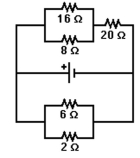 For the circuit shown in the figure,the current in the 8.0-Ω resistor is 0.50A.What is the current in the 2.0-Ω resistor? All the numbers shown are accurate to two significant figures.   A) 2.25 A B) 0.75 A C) 4.5 A D) 9.5 A E) 6.4 A