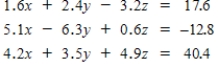 Use technology to solve the system of equations. Express all solutions as decimals, rounded to one decimal place. 
