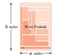  The town of West Podunk is shaped like a rectangle 80 miles from west to east and 90 miles from north to south (see the figure). It has a population density of    P ( x , y ) = e ^ { - 0.1 ( x + y ) }    hundred people per square mile x miles east and y miles north of the southwest corner of town. What is the total population of the town          Please enter your answer as a number without the units. 