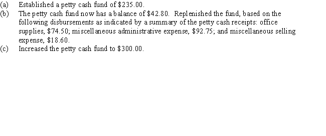Present entries to record the following transactions:   
