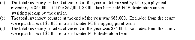 For each of the following,calculate the cost of inventory reported on the balance sheet.   