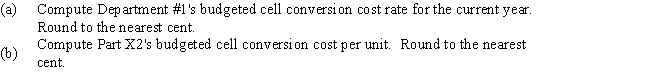Axelgold Company produces parts for the auto industry.Part X2 is machined in Department #1,which has the following budgeted conversion costs: ​    All costs are driven by machine hours.Total possible hours for the year are 2,800.It takes .03 hours to machine one unit of Part X2.   