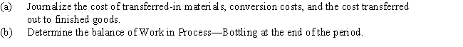 The cost of materials transferred into the Bottling Department of Mountain Springs Water Company is $32,400,with $26,000 from the Purifying Department,plus additional $6,400 from the materials storeroom.The conversion cost for the period in the Bottling Department is $8,750 ($3,750 factory applied and $5,000 direct labor).The total costs transferred to finished goods for the period was $31,980.The Bottling Department had a beginning inventory of $1,860.   