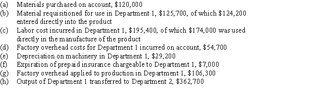 A firm produces its products by a continuous process involving three production departments,1 through 3.Present entries to record the following selected transactions related to production during August:   