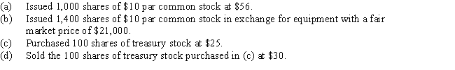 Prepare entries to record the following:   