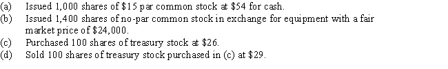 Prepare entries to record the following:   