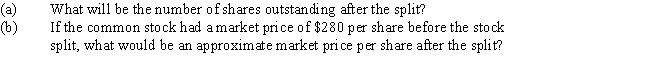 Marcos Company,which had 35,000 shares of common stock outstanding,declared a 4-for-1 stock split.   