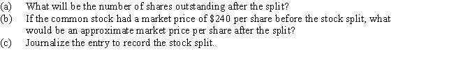 A corporation,which had 18,000 shares of common stock outstanding,declared a 3-for-1 stock split.   