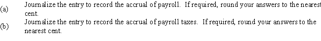 According to a summary of the payroll of Scotland Company,salaries for the period were $500,000.Federal income tax withheld was $98,000.Also,$15,000 was subject to state (4.2%)and federal (0.8%)unemployment taxes.All earnings are subject to social security tax of 6.0% and Medicare tax of 1.5%. ​   