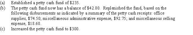 Present entries to record the following transactions:  