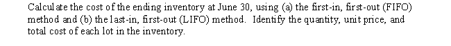 The following data regarding purchases and sales of a commodity were taken from the related perpetual inventory account:​    