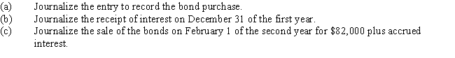 On September 1,Parsons Company purchased $84,000,10-year,7% government bonds at 100 plus accrued interest.The semiannual interest payment dates are June 30 and December 31.Interest calculations are done by the month.  