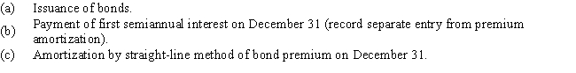 On June 30,Jamison Company issued $2,500,000 of 10-year,8% bonds,dated June 30,for $2,580,000.Present entries to record the following transactions:​  