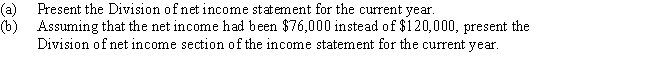Reardon and Reese had capital balances of $140,000 and $160,000,respectively,at the beginning of the current fiscal year.The partnership agreement provides for salary allowances of $25,000 and $35,000,respectively; an allowance of interest at 12% on the capital balances at the beginning of the year; and the remaining net income divided equally.Net income for the current year was $120,000.​   ​