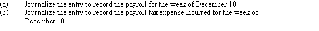 Townson Company had gross wages of $200,000 during the week ended December 10.The amount of wages subject to social security tax was $180,000,while the amount of wages subject to federal and state unemployment taxes was $24,000.Tax rates are as follows:The total amount withheld from employee wages for federal income taxes was $32,000.   ​  