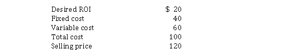 The following per unit information is available for a new product of Red Ribbon Company:   Red Ribbon Company's markup percentage would be A)  17%. B)  20%. C)  33%. D)  50%.