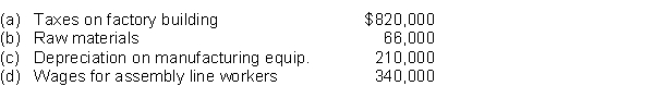 Presented below are Truck Company's monthly manufacturing cost data related to its personal computer products.    Instructions Enter each cost item in the following table, placing an  X  under the appropriate headings.  