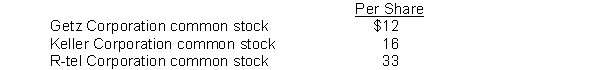 On January 5, 2017, JBC Company purchased the following stock investments: 300 shares Getz Corporation common stock for $4,800. 500 shares Keller Corporation common stock for $10,000. 600 shares R-tel Corporation common stock for $18,000. Assume that JBC Company cannot exercise significant influence over the activities of the investee companies and that the cost method is used to account for the investments. On June 30, 2017, JBC Company received the following cash dividends:    On November 15, 2017, JBC Company sold 100 shares of R-tel Corporation common stock for $3,600. On December 31, 2017, the fair value of the securities held by JBC Company is as follows:    Instructions Prepare the appropriate journal entries that the JBC Company should make on the following dates: January 5, 2017 June 30, 2017 November 15, 2017 December 31, 2017