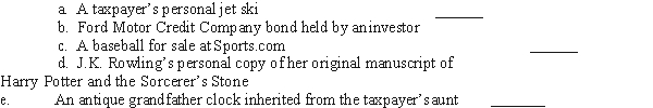If the following are capital assets,mark with a Yes. If they are not capital assets,mark with a No.