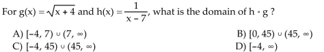 Given f(x) and g(x), find the indicated composition and state its domain.