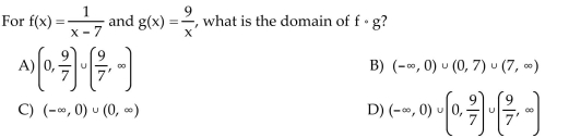 Given f(x) and g(x), find the indicated composition and state its domain.