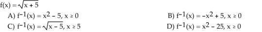 For the given function f(x), find f-1(x). State the domain of f-1(x).