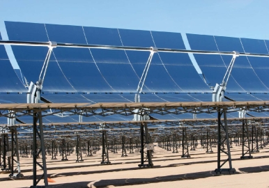   -The technology in this photograph is used to capture the renewable energy of A) nuclear fuel. B) the sun. C) the wind. D) precipitation.