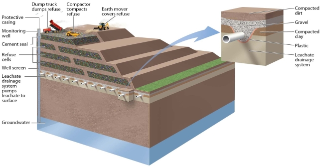   -The specific design of the landfill illustrated in this figure uses a plastic liner that is most essential in landfills located in the state of A) Ohio. B) Illinois. C) Florida. D) Texas.
