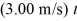 The velocity of an object as a function of time is given by v(t) = 2.00 m/s +   -   .Determine the instantaneous acceleration of the object at time   . A)  -8.00 m/s<sup>2</sup> B)  -7.00 m/s<sup>2</sup> C)  2.00 m/s<sup>2</sup> D)  0.00 m/s<sup>2</sup> E)  -2.00 m/s<sup>2</sup>