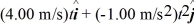 Object A has a position as a function of time given by   <sub>A</sub>(t) =   .   has a position as a function of time given by   <sub>B</sub>(t) =   .All quantities are SI units.What is the distance between object A and object B at time   A)  34.6 m B)  15.0 m C)  18.3 m D)  3.46 m E)  29.8 m